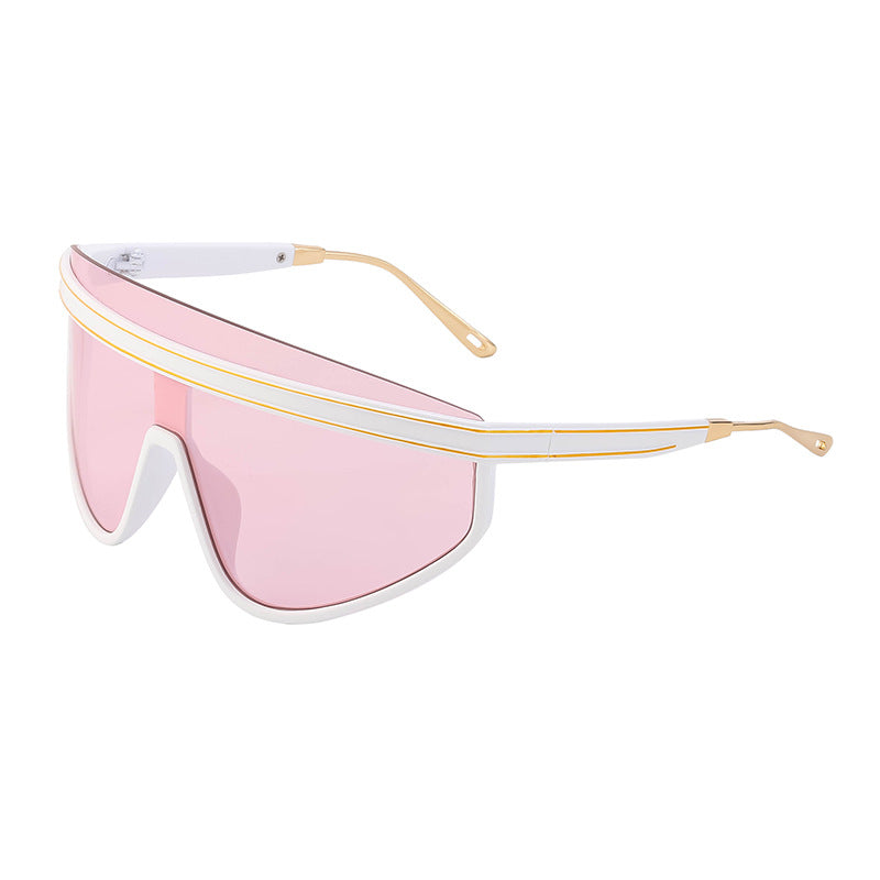 Personalized Large Frame One-Piece Lens Sunscreen Sunglasses For Women High Sense Windproof Ins Sunglasses