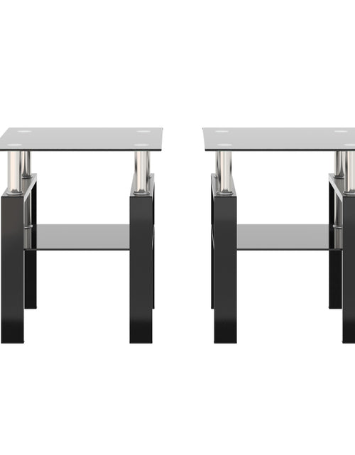 Load image into Gallery viewer, Set of 2, Modern Tempered Glass Tea Table Coffee Table End Table, Square Table for Living Room, Black
