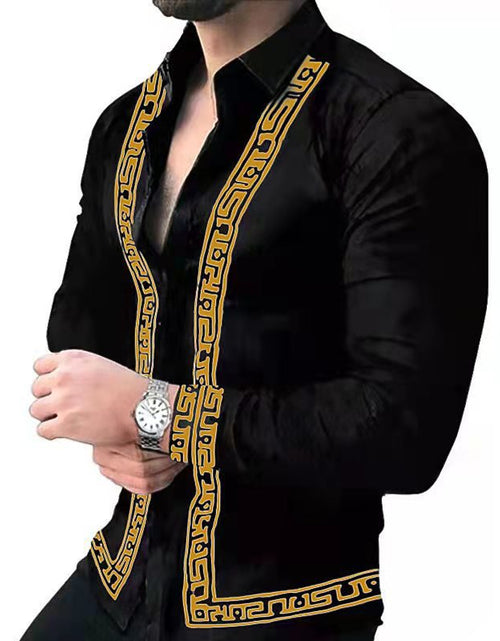 Load image into Gallery viewer, Fashionable printed middle-aged and young men's long sleeved shirt
