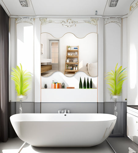 Wall Mirror 30x35 Inch Black Rectangular Mirror with 2 Wavy Sides Metal Framed Mirror Vanity Mirror Dressing Mirror