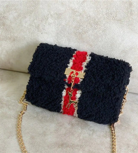 Hand-Woven Fleece Lined Plush One-Shoulder Bag