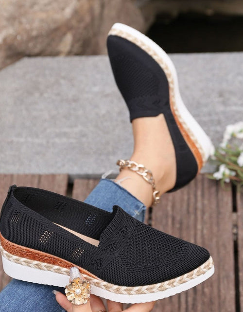 Load image into Gallery viewer, Women’s Woven Rope Platform Snakeskin Pointed-Toe Flats | Trendy Flats
