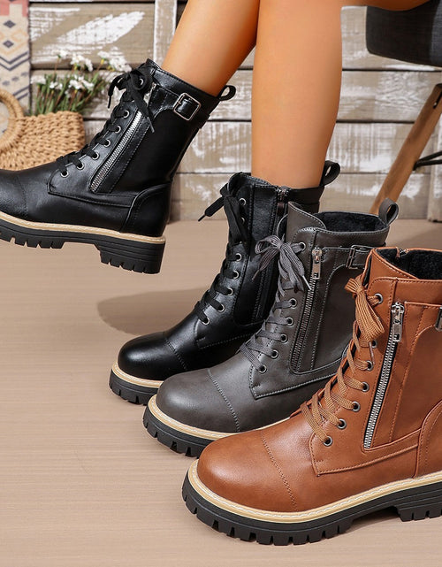 Load image into Gallery viewer, Women’s Solid Color Low Heel Mid Boots — Stylish Everyday Mid Boots
