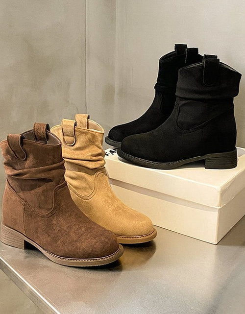 Load image into Gallery viewer, Women’s Suede Chunky Heel Slimming Ankle Boots
