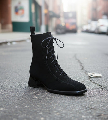 Women’s Square Toe Martin Boots – All-Match Casual Ankle Boots