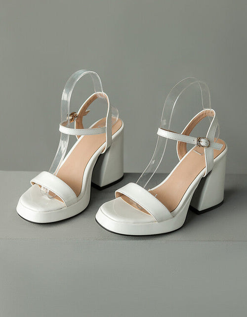 Load image into Gallery viewer, Women's Round Toe Chunky Heel Sandals – Buckle Strap Block Heel
