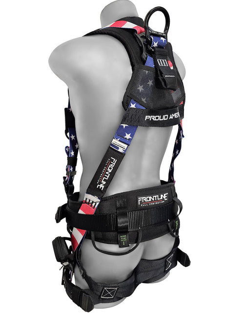 Load image into Gallery viewer, Frontline 110CTB-AM American Style Full Body Harness with Aluminum Hardware and Suspension Trauma Straps M/L
