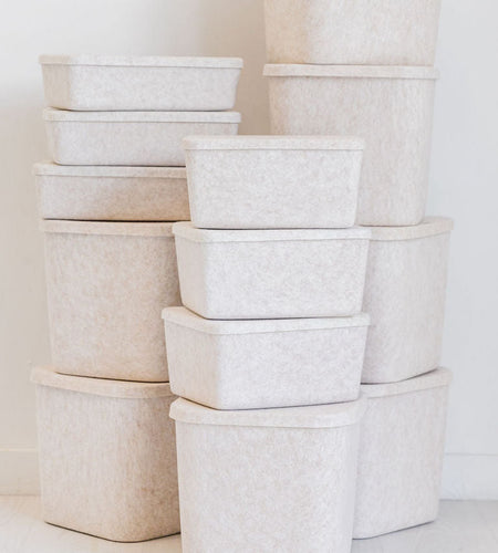 The Sculpted Bin - Wide with Lid | Set of 3