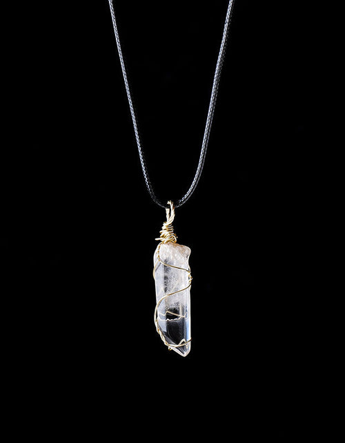 Load image into Gallery viewer, White crystal winding necklace, crystal raw stone, single crystal hexagonal pillar, winding pendant
