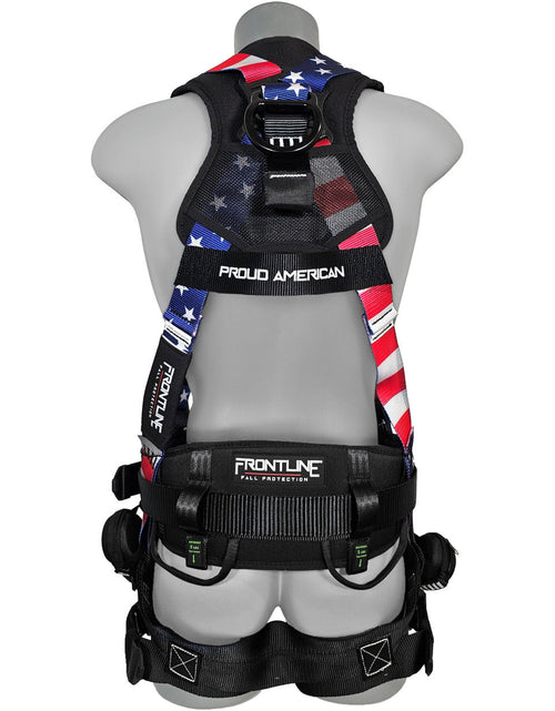 Load image into Gallery viewer, Frontline 110CTB-AM American Style Full Body Harness with Aluminum Hardware and Suspension Trauma Straps M/L
