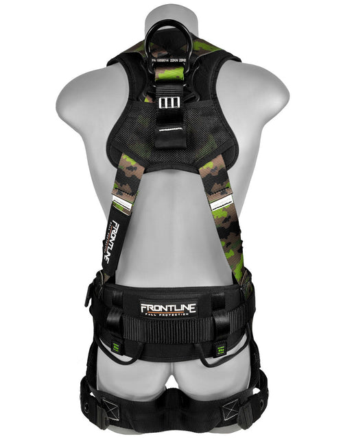 Load image into Gallery viewer, Frontline 110CTB-CF Camouflage Full Body Harness with Aluminum Hardware and Suspension Trauma Straps M/L
