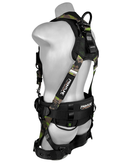 Load image into Gallery viewer, Frontline 110CTB-CF Camouflage Full Body Harness with Aluminum Hardware and Suspension Trauma Straps M/L
