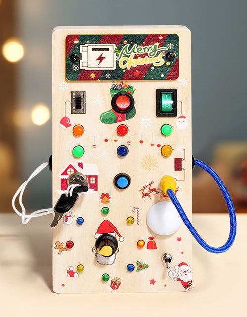 Load image into Gallery viewer, Christmas Gift Children's Early Education Wooden Switch Plug Power LED Light Busy Board Toy
