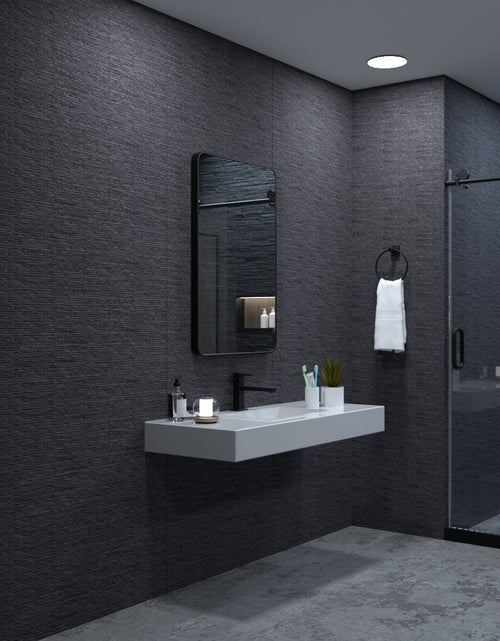 Load image into Gallery viewer, 24x36 inch aluminum frame round rectangular bathroom wall mirror, matte black rust proof, tempered glass mirror
