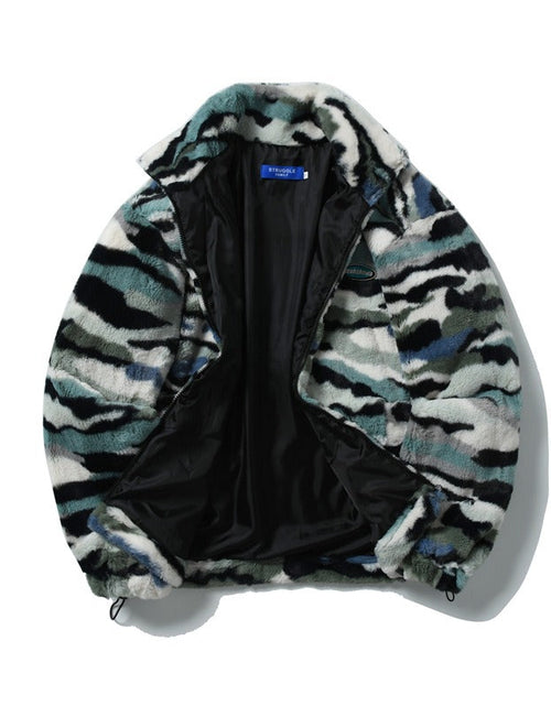 Load image into Gallery viewer, Autumn and winter retro camouflage imitation rabbit plush jacket for men and women loose casual versatile warm cotton jacket
