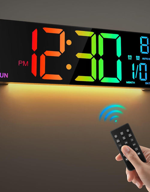 Load image into Gallery viewer, Large Digital Wall Clock with Remote Control Big LED/Dual Alarm/8 RGB Colors Digital Alarm Clock Electronic Watch
