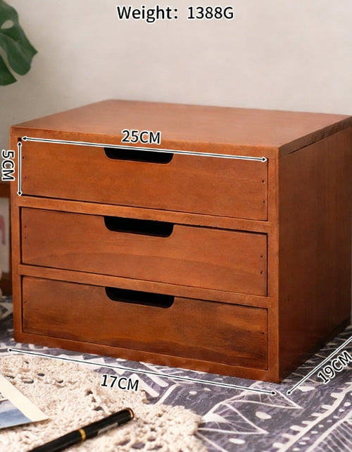 Load image into Gallery viewer, Three-layer Storage Cabinet, Small Wooden Cosmetic Organizer Box, Display Screen Riser
