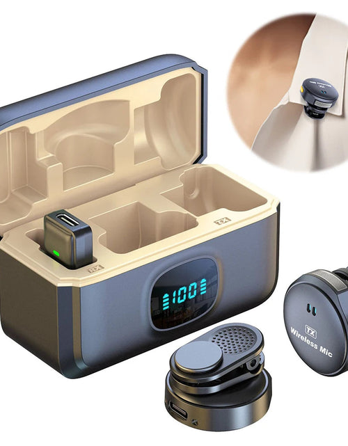 Load image into Gallery viewer, Wireless Magnetic Button Collar Microphone Noise Cancelling Lapel Mic Plug and Play 164ft Range for YouTube Vlog Video Recording
