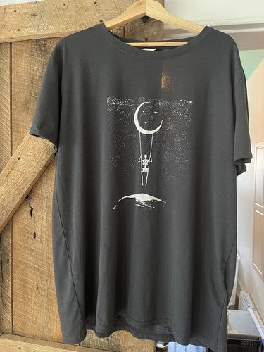Load image into Gallery viewer, Rosemia Womens Oversized Graphic Tee Crew Neck Loose Fit A-Starry Night Grey S
