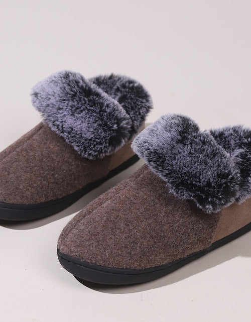 Load image into Gallery viewer, Women’s Felt-Fur Collar Indoor Winter Shoes | Cozy Slip-Ons
