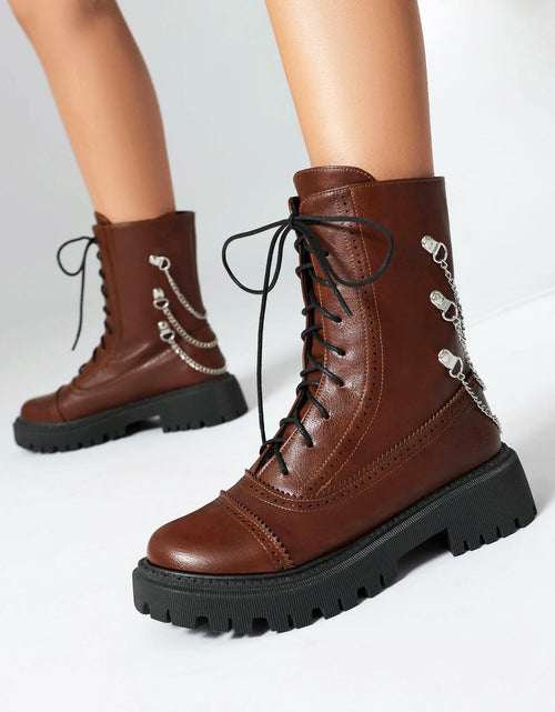 Load image into Gallery viewer, Women’s Chunky Heel Mid-Calf Dr. Style Boots – Large Size Fall &amp; Winter Boot
