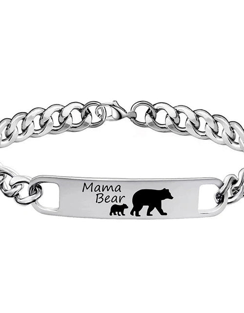 Load image into Gallery viewer, Customized 3-5 days Stainless steel Mama Bear Mother's Day gift engraved titanium steel bracelet
