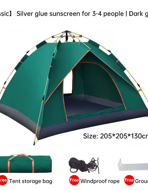 Load image into Gallery viewer, Quick-Deploy Green/White Outdoor Tent, Comfortably Accommodating 3-4 People on Camping Trips
