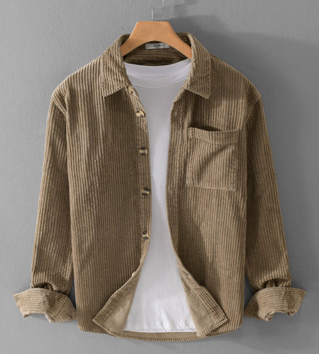 Autumn and winter men's corduroy long sleeved shirt, simple, casual, trendy, retro, handsome men's shirt