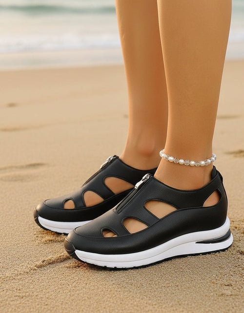 Load image into Gallery viewer, Women's Chunky Sole Closed-Toe Sandals – Soft Sole Velcro Strap
