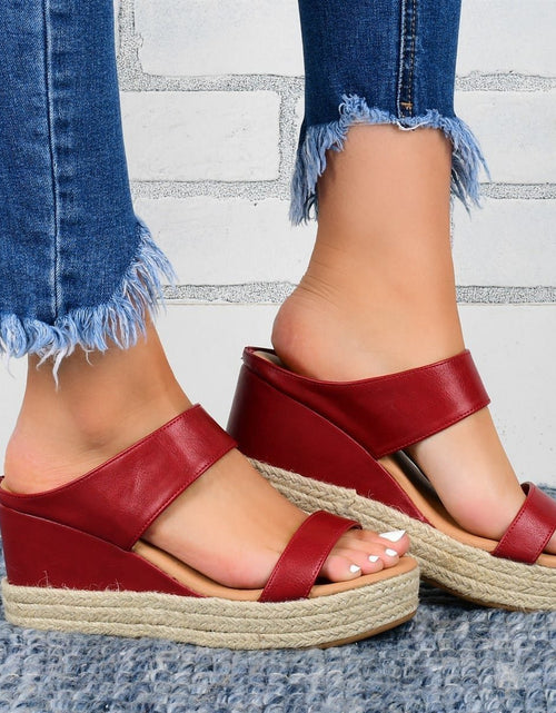 Load image into Gallery viewer, Wedge Heel Slippers Casual Sandals Hemp High Wedge Heel Shoes
