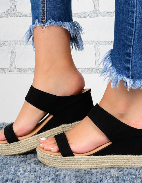 Load image into Gallery viewer, Wedge Heel Slippers Casual Sandals Hemp High Wedge Heel Shoes
