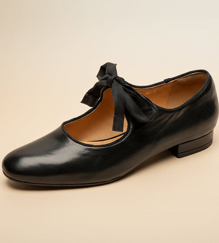 Women’s Vintage French Style Low Heel Leather Shoes