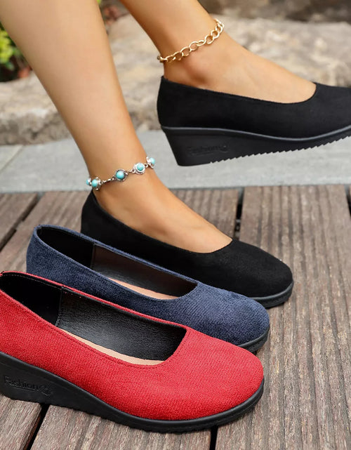 Load image into Gallery viewer, Wedge Heel Slip-On Loafers
