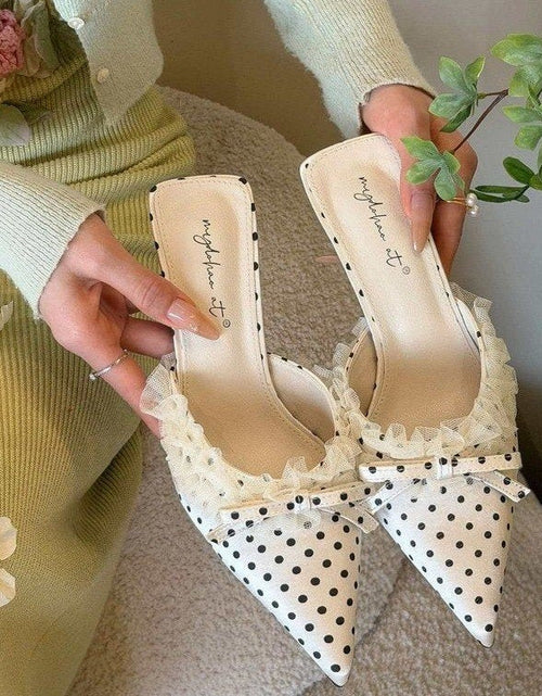 Load image into Gallery viewer, Women's French Bow Suede Pointed-Toe Stiletto Mules
