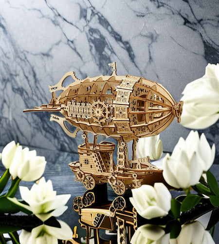 3D creative three-dimensional puzzle manual DIY wooden airship assembly tabletop decoration model children's small toy gifts