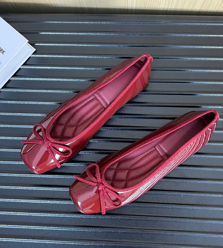 Women's Korean Style Square Toe Soft Sole Slip-On Flats – Wide Size
