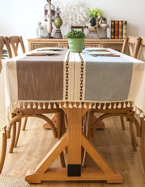 Load image into Gallery viewer, 90*90 cm Plaid Decorative Linen Tablecloth With Tassel Waterproof Oilproof Thick Rectangular Wedding Dining Table Cover Tea Table Cloth
