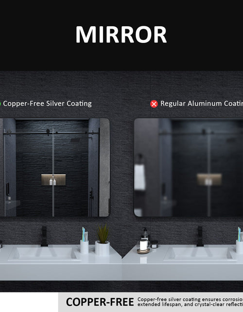 Load image into Gallery viewer, 24x36 inch aluminum frame round rectangular bathroom wall mirror, matte black rust proof, tempered glass mirror
