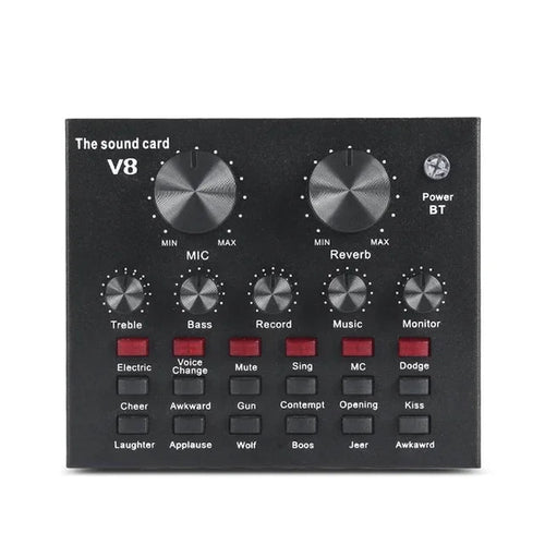 Load image into Gallery viewer, V8 Professional Sound Card Streaming Live Broadcast Podcast Recording Studio Equipment Voice Changer Audio Interface SoundCard

