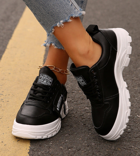 Women’s Lace‑Up Side‑Zipper Sports Sneakers