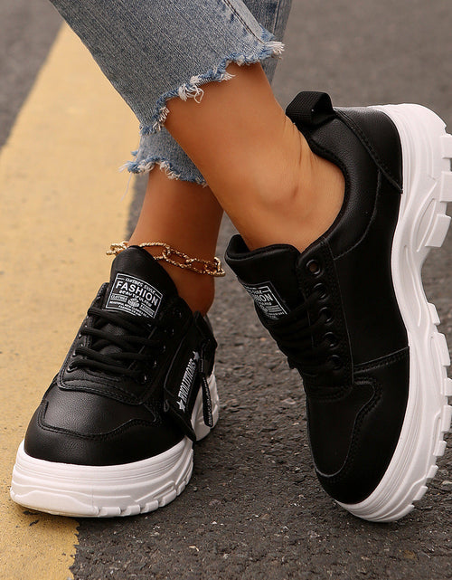 Load image into Gallery viewer, Women’s Lace‑Up Side‑Zipper Sports Sneakers
