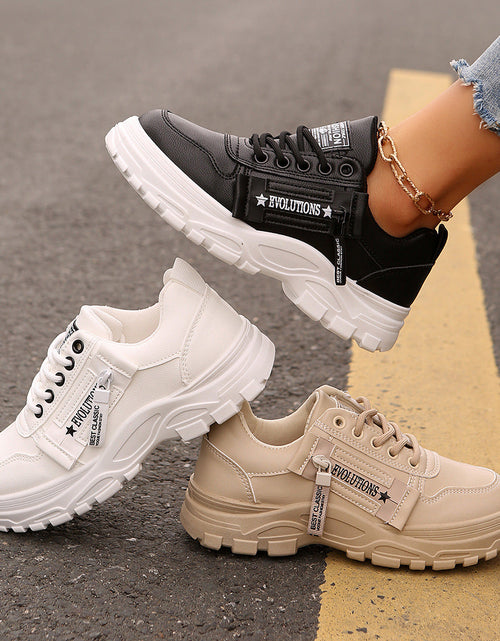 Load image into Gallery viewer, Women’s Lace‑Up Side‑Zipper Sports Sneakers
