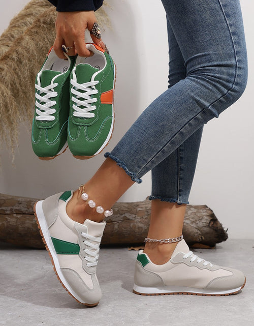 Load image into Gallery viewer, Women’s Round Toe Lace-Up Sneakers – Casual Thick Sole Height-Enhancing Shoes
