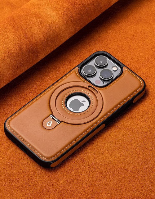 Load image into Gallery viewer, Suitable for Apple 16Promax phone case leather magnetic bracket iPhone 15 anti drop protective case
