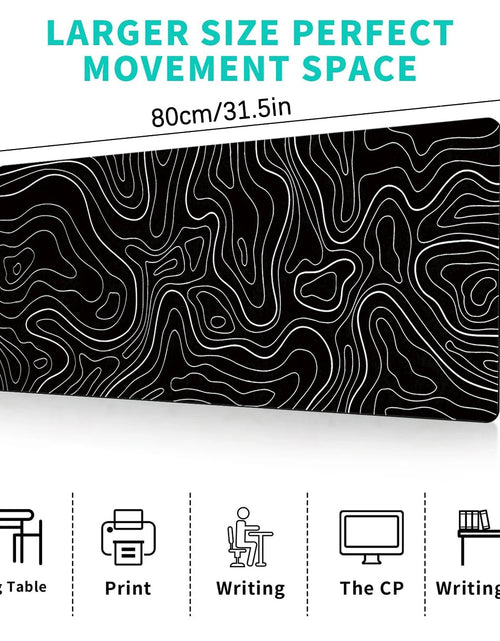 Load image into Gallery viewer, 1Pcs Gaming Mouse Pad Large Keyboard Pad 31.5 x 11.8in Topographic Mouse Pad Black and White Mouse Pad for Keyboard with Anti-Sl

