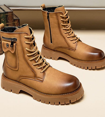 Leather High-Top Martin Boots