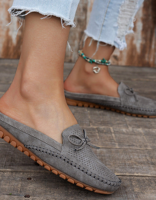 Load image into Gallery viewer, Women's Retro Slip-On Round-Toe Flat Loafers – PU Leather Stitched Everyday Shoes
