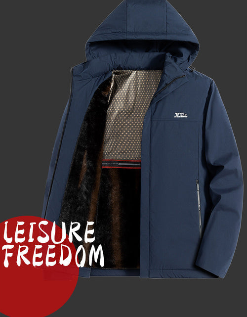 Load image into Gallery viewer, Men's mink fur autumn and winter middle-aged and elderly dad outfit with thick fleece, middle-aged casual business cotton jacket
