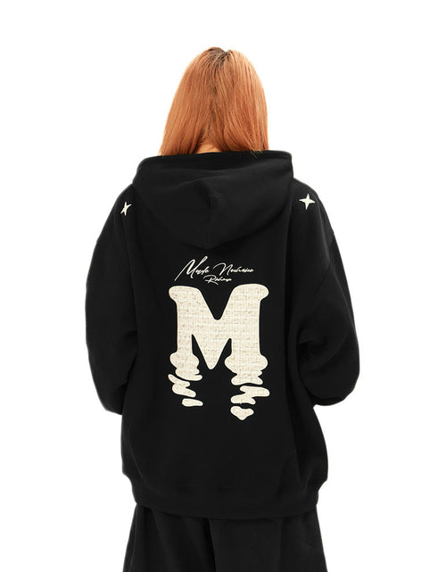 Load image into Gallery viewer, Alphabet patch embroidered hooded sweatshirt
