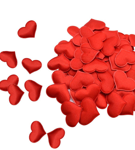 50Pcs 32mm Romantic Sponge Satin Fabric Heart Petals Wedding Confetti Table Bed Heart Petals Wedding Valentine Decoration